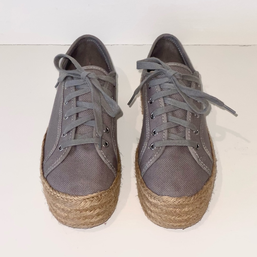 STEVE MADDEN Hampton Espadrille Flatform Sneakers - Gray Canvas - Size 8